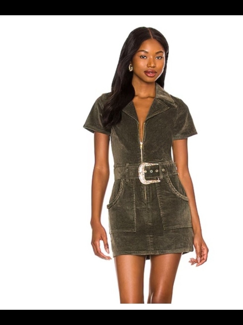 Show Me Your MUMU OUTLAW green Cordoroy Dress Sz M - Picture 1 of 7